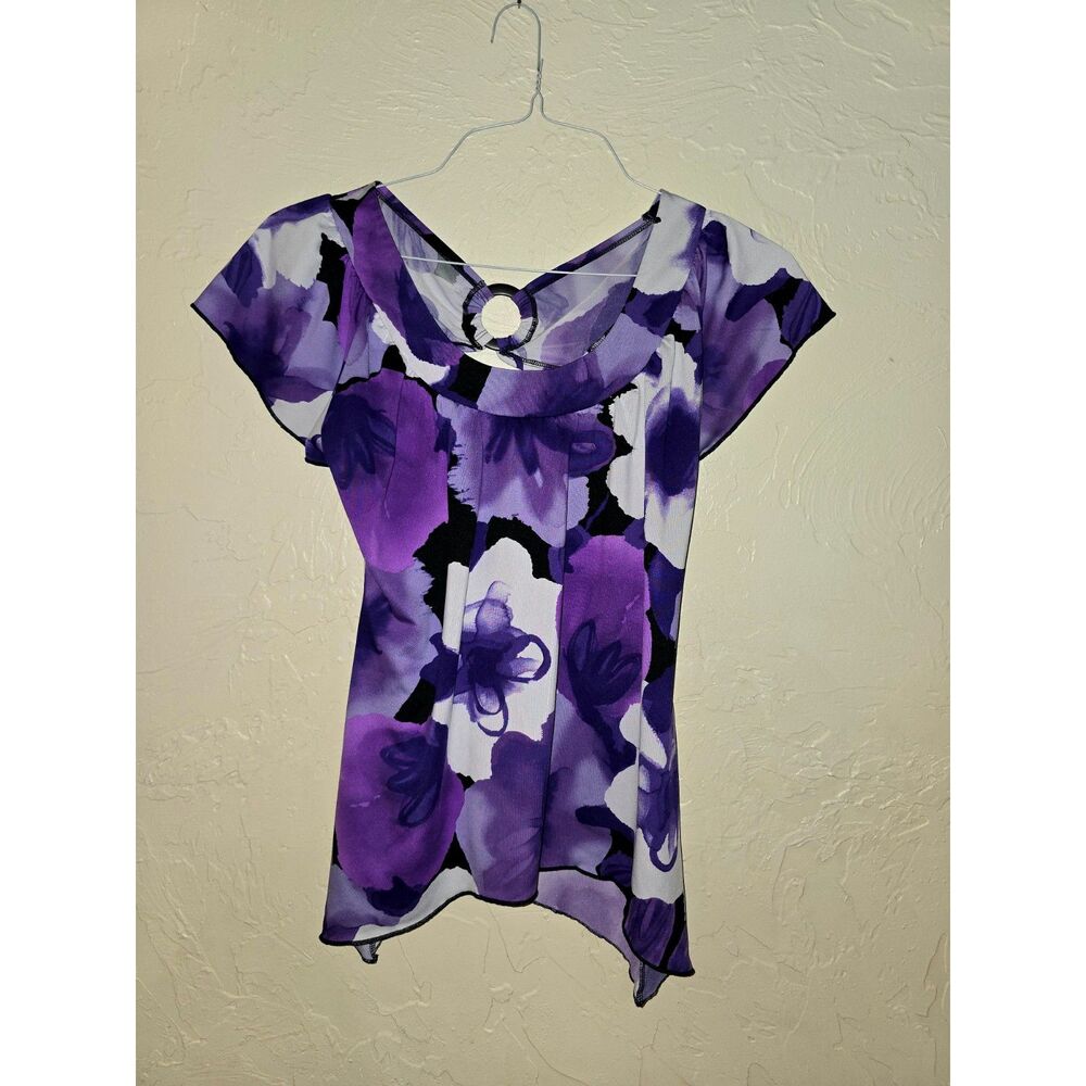 Floral Blouse Purple and White Women's Size small from Cato